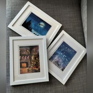 White Framed Art Set - Winter and Holiday Scenes